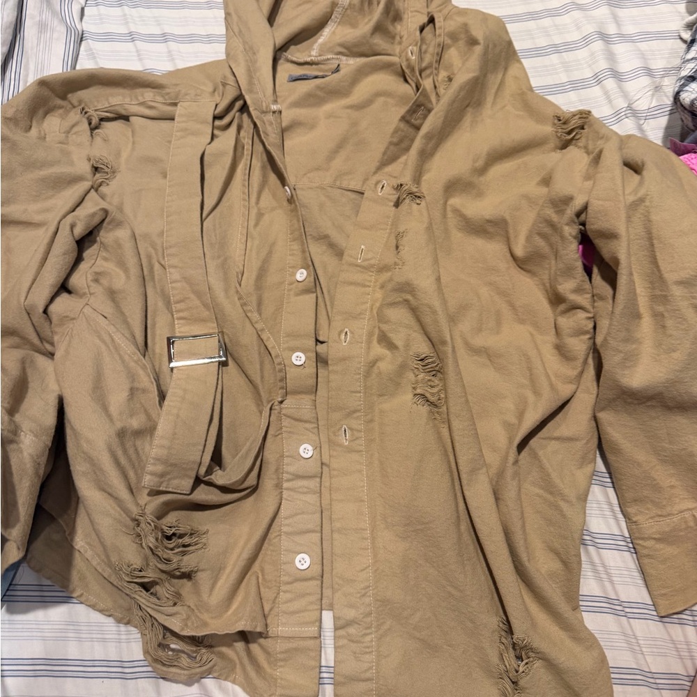 Carmar Tan Hooded Shirt Jacket